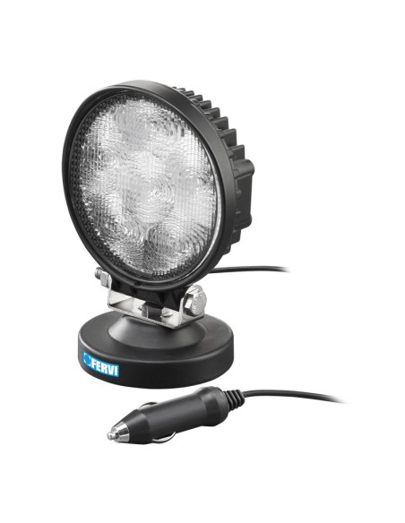 1 - Faro a led tondo 12-24v con base magnetica x auto 6 x 3w Fervi 0713/18